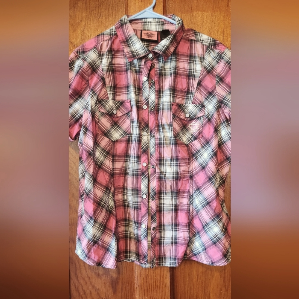 Ladies snap up harley davidson blouse